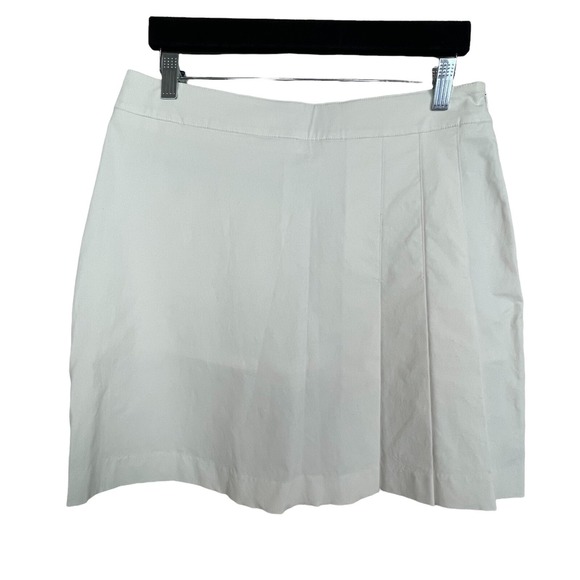 Aquascutum White Pleated Skirt Women's Size 8 Mesh Lined Side Zip Classic Prep - Picture 1 of 7